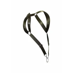 MOB Eroticwear Harnais élastique et Cockring Straight Back Vert Kaki